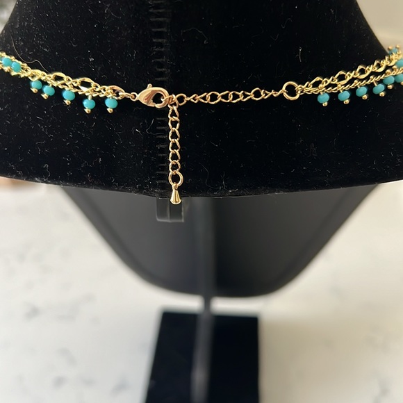 Turquoise and gold Double strand necklace - Picture 6 of 8